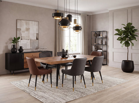 Mode Extendable Dining Table & Tan Sarah Dining Chairs