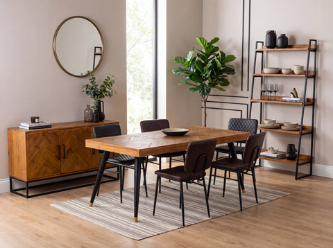 Mode 180-240cm Extendable Dining Table & Brown Houston Dining Chairs