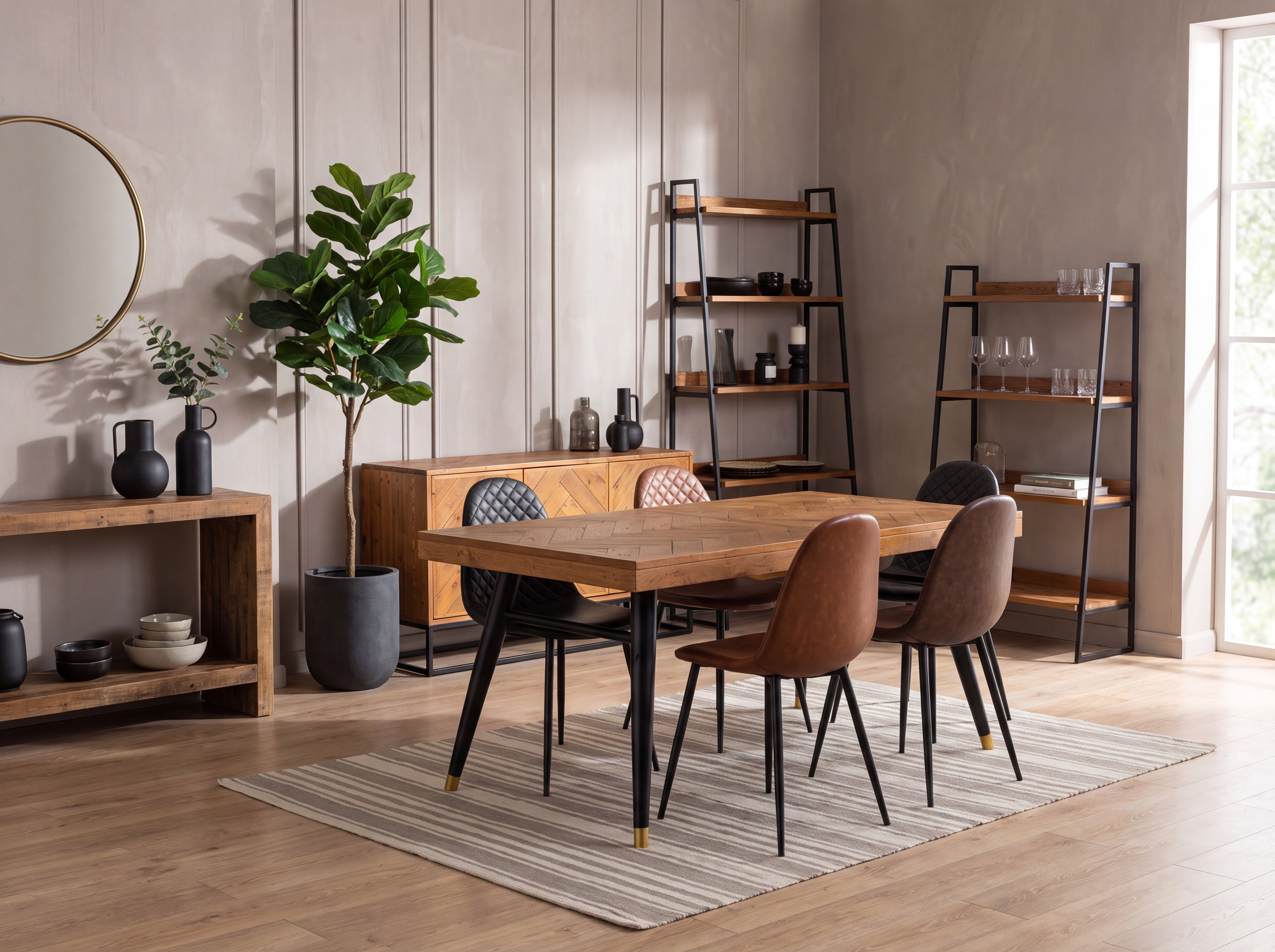 Mode 180-240cm Extendable Dining Table & Grey Dallas Dining Chairs