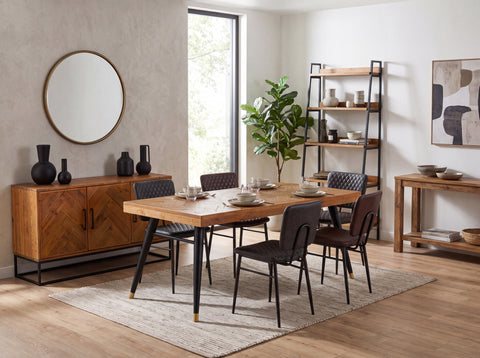 Mode 140-180cm Extendable Dining Table & Brown Houston Dining Chairs