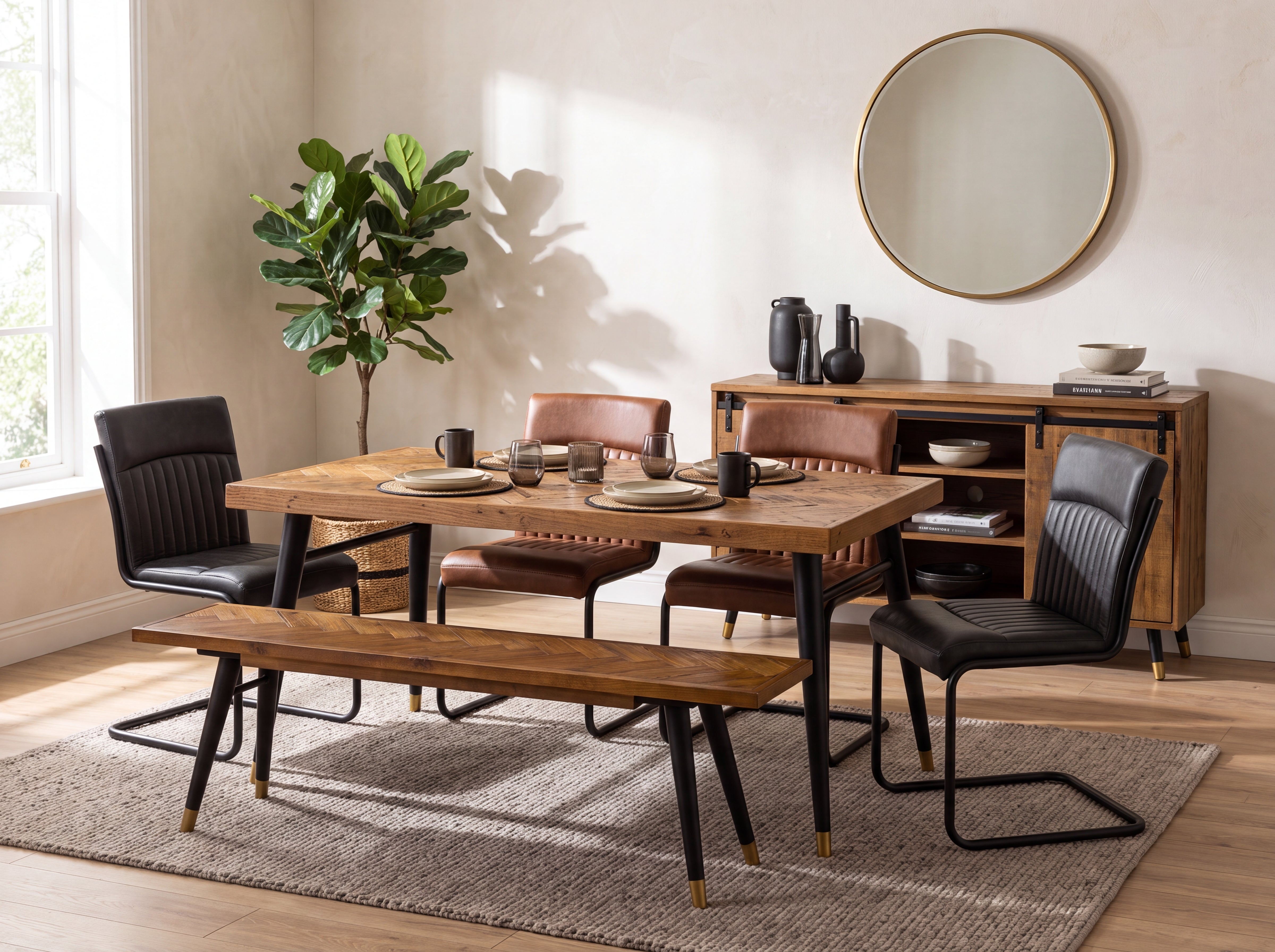 Mode Fixed Top Dining Table (160cm) & Grey Auburn Dining Chairs