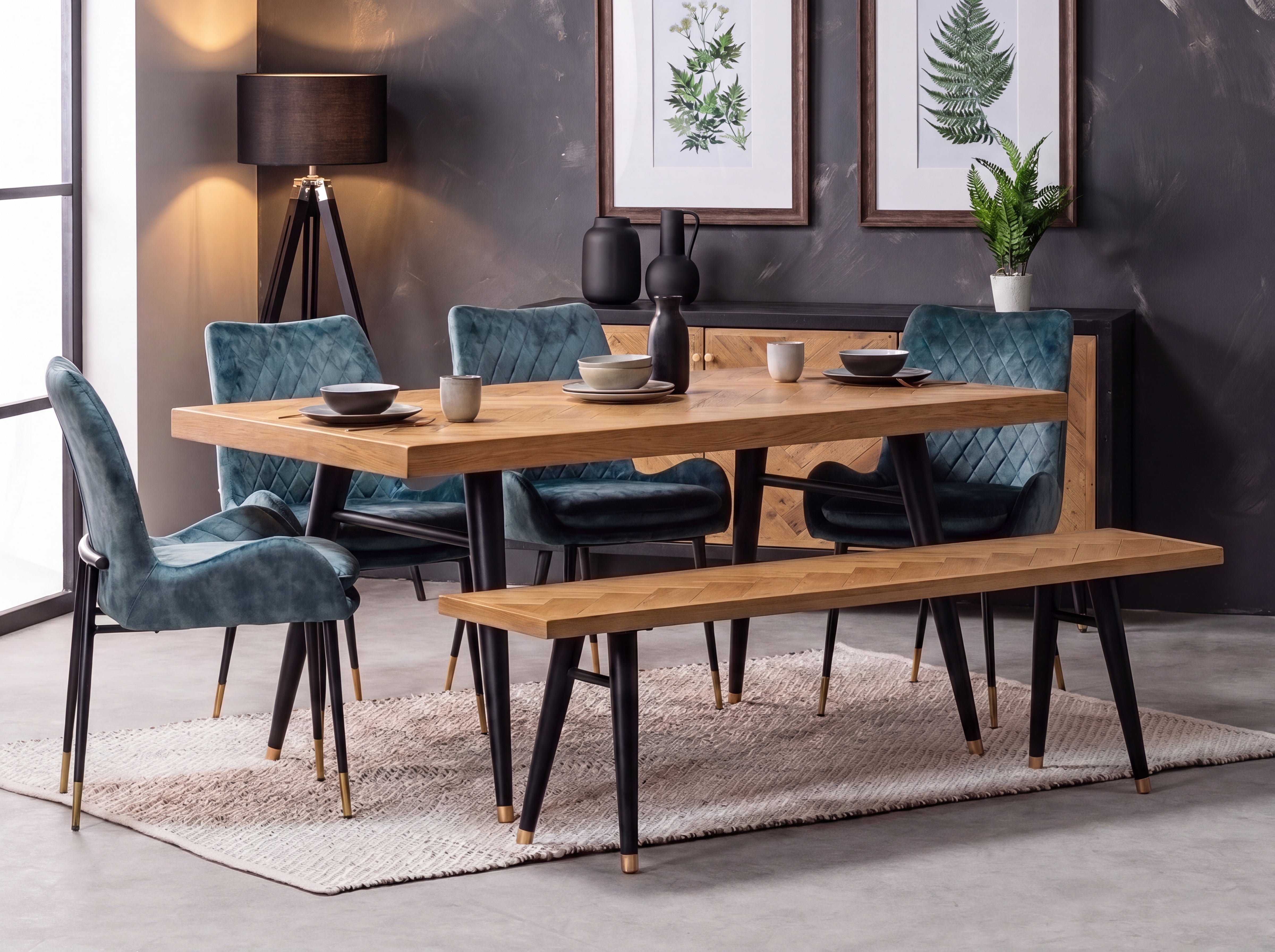 Mode Fixed Top Dining Table (160cm) & Mode Bench Package Deal