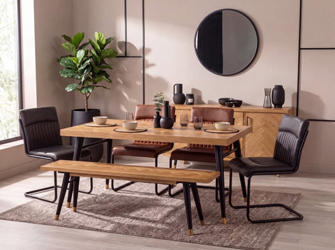 Mode Fixed Top Dining Table (180cm) & Grey Auburn Dining Chairs