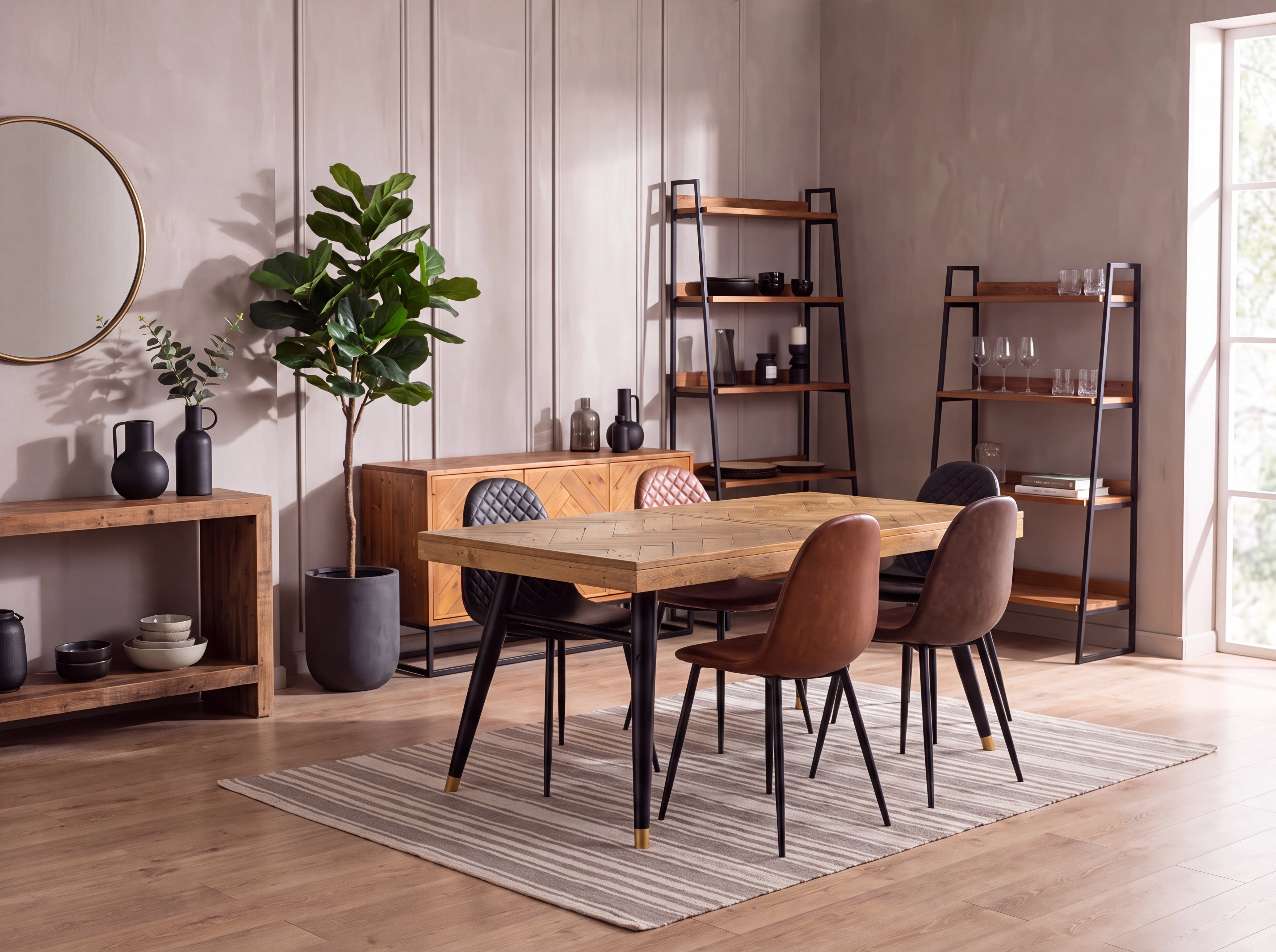 Mode 180-240cm Extendable Dining Table & Grey Dallas Dining Chairs