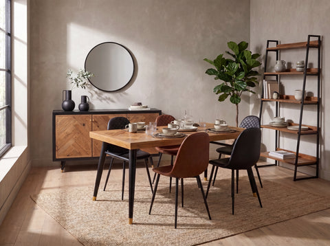 Mode 140-180cm Extendable Dining Table & Tan Dallas Dining Chairs