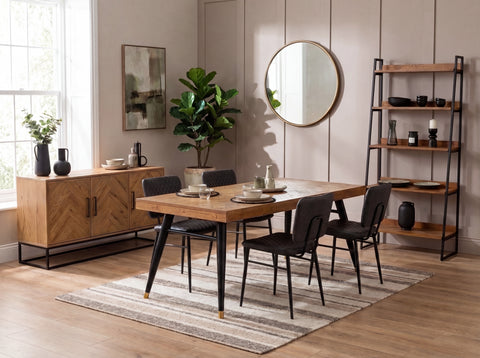 Mode 140-180cm Extendable Dining Table & Grey Houston Dining Chairs