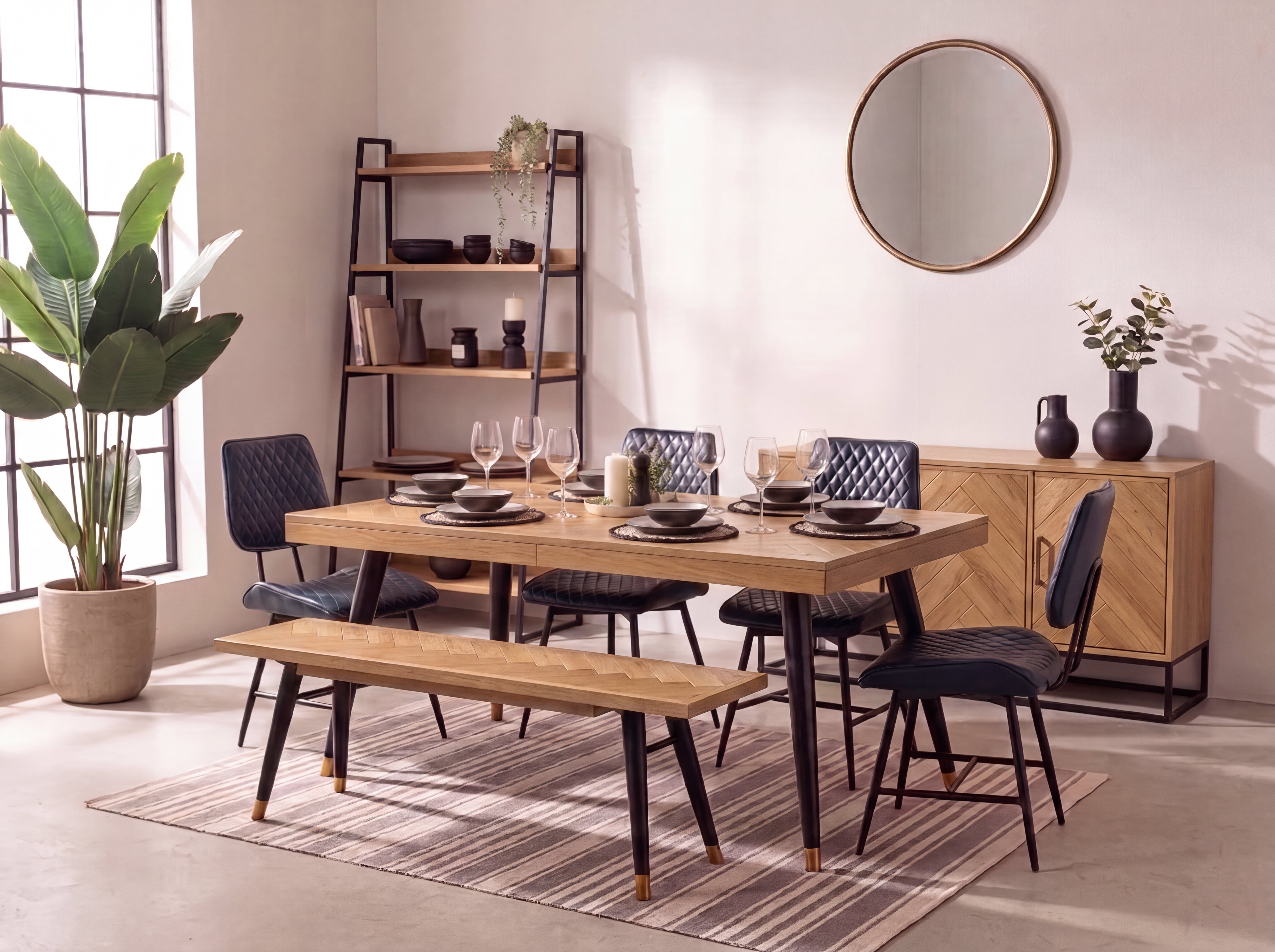 Mode 140-180cm Extendable Dining Table & Bench