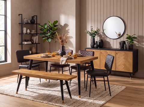 Mode Fixed Top Dining Table (180cm) & Brown Houston Dining Chairs