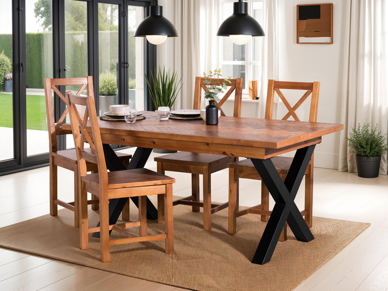 Tulsa Fixed Top Cross Leg Dining Table