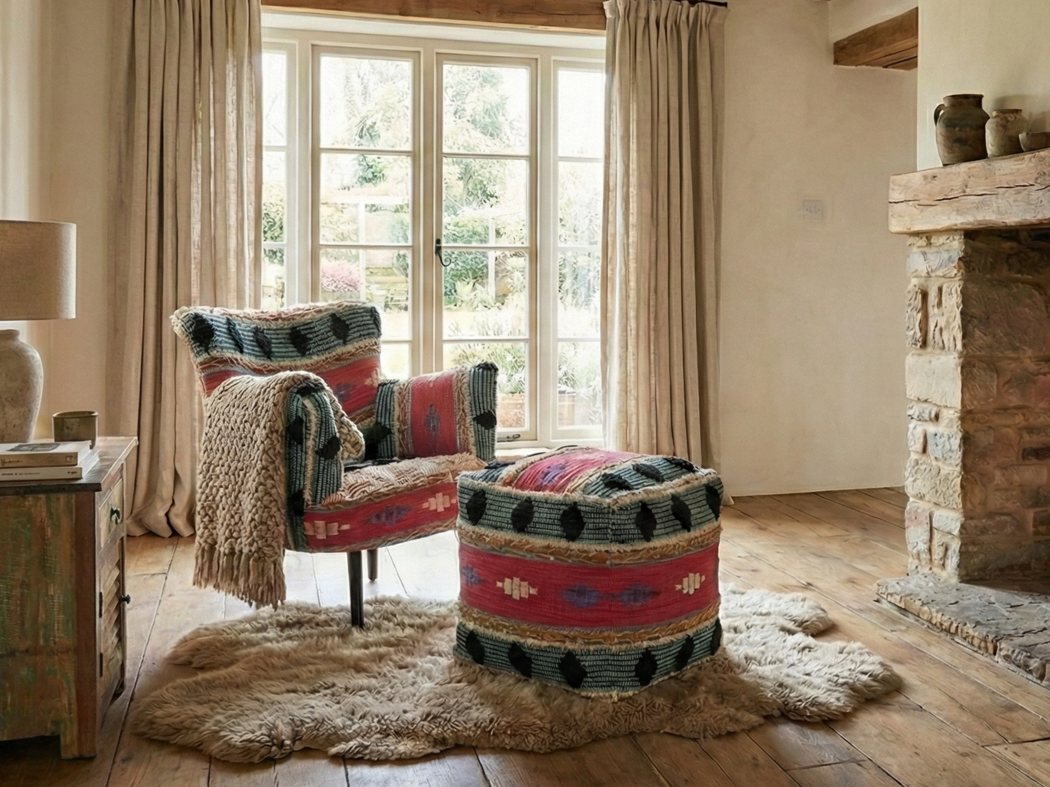 Jorhat Kantha Pouffe