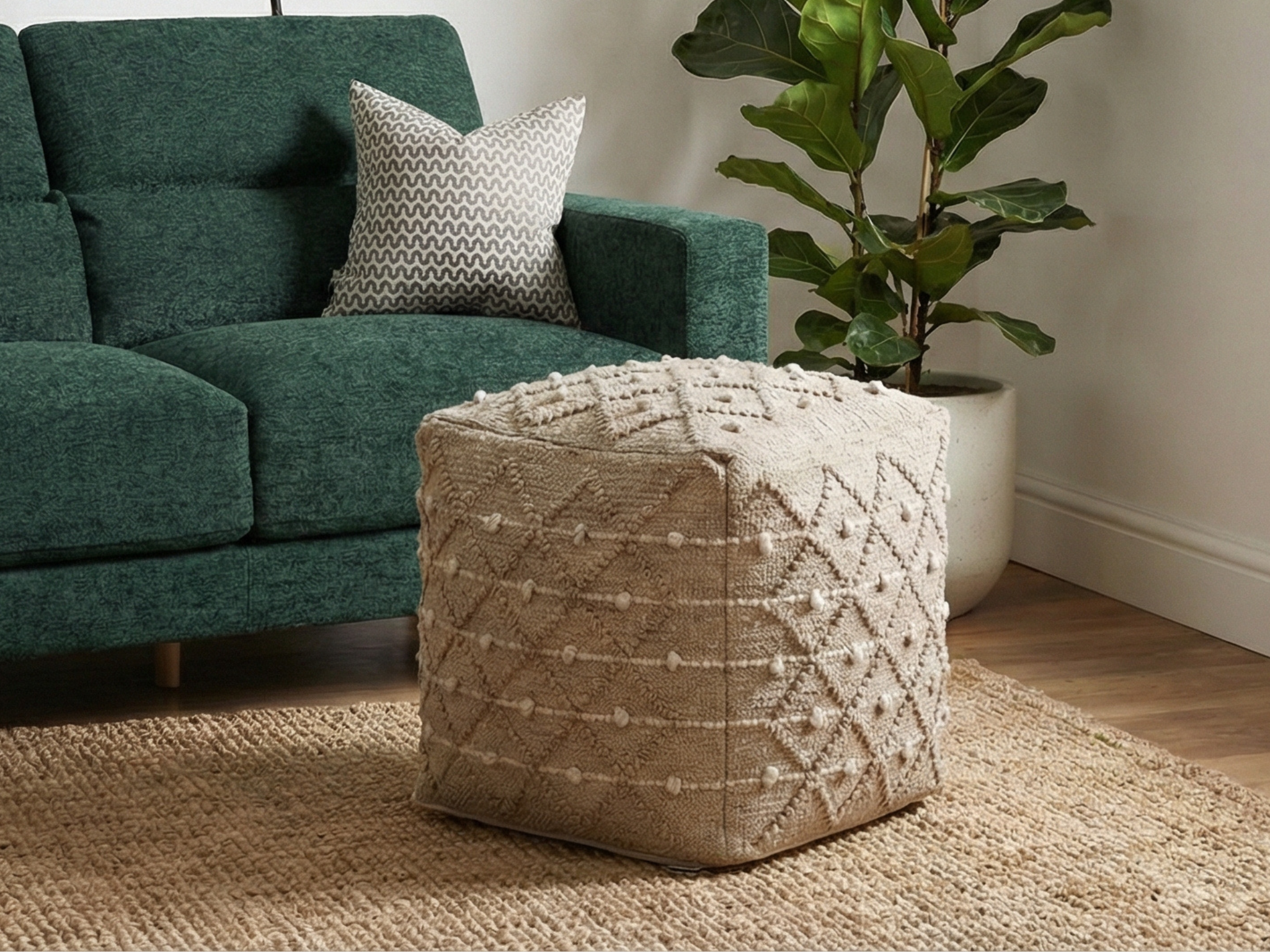 Kerala Kantha Pouffe