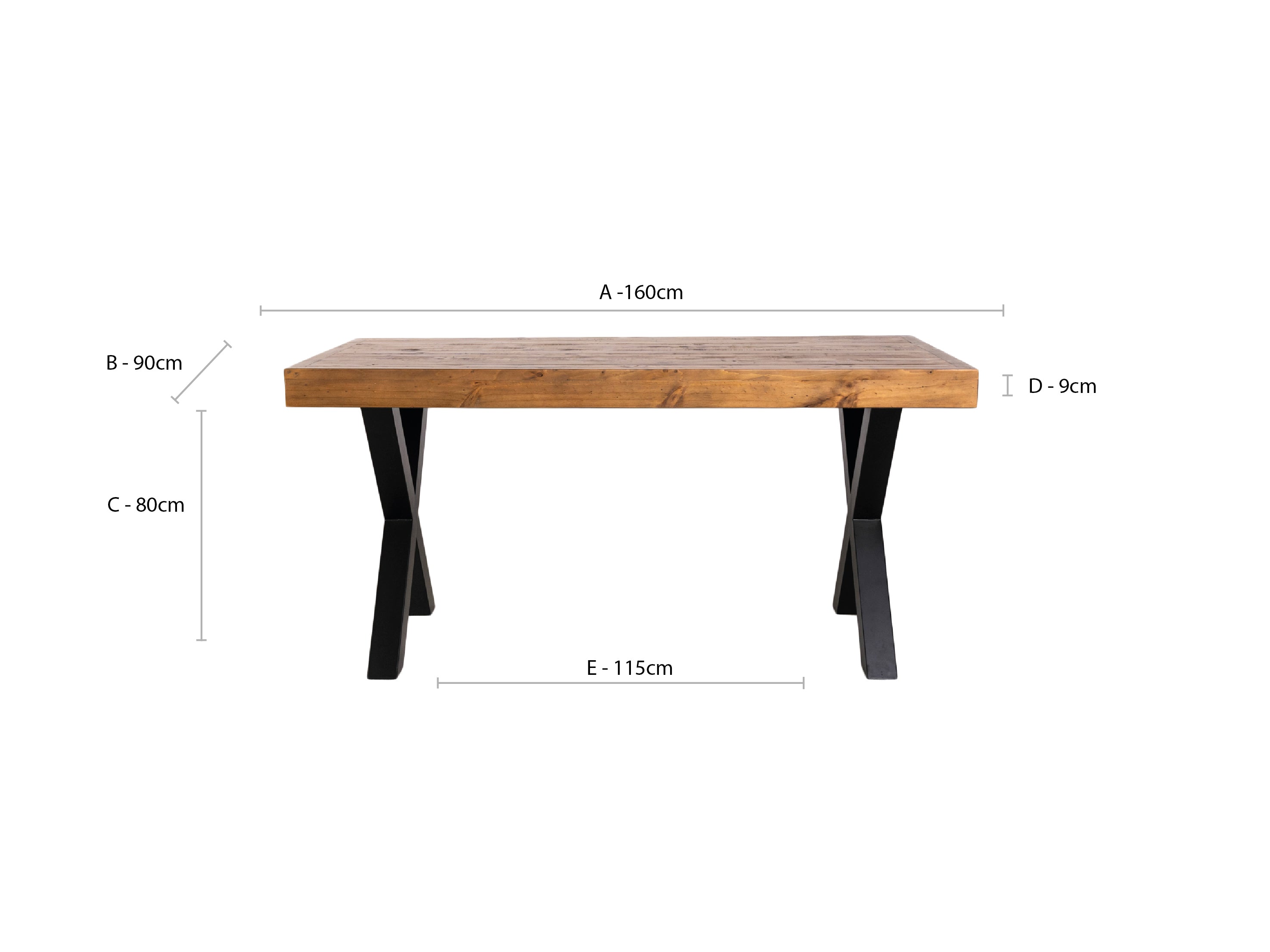 Brooklyn 160CM Fixed Top Cross Leg Dining Table