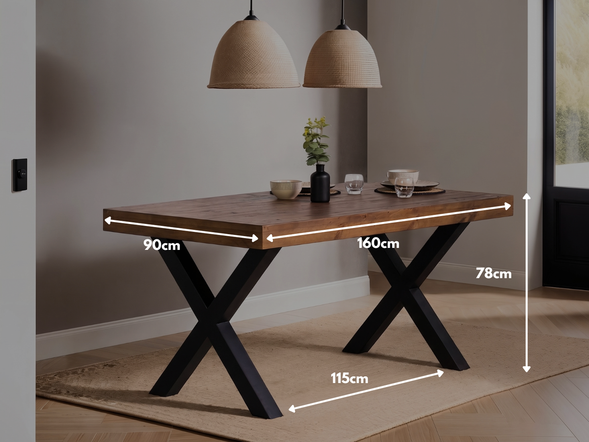 Brooklyn 160cm Fixed Top Cross Leg Dining Table
