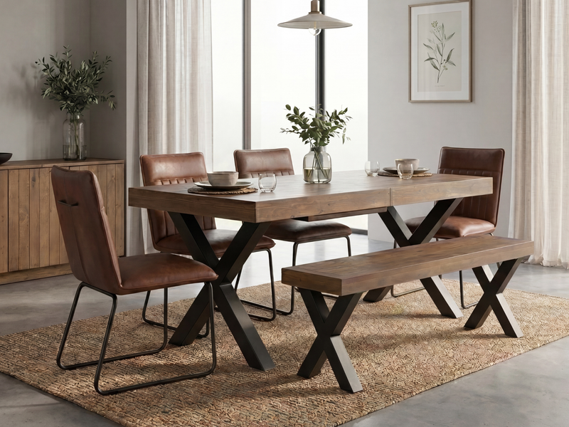 Brooklyn Extendable Cross Leg Dining Table (180cm - 240cm)