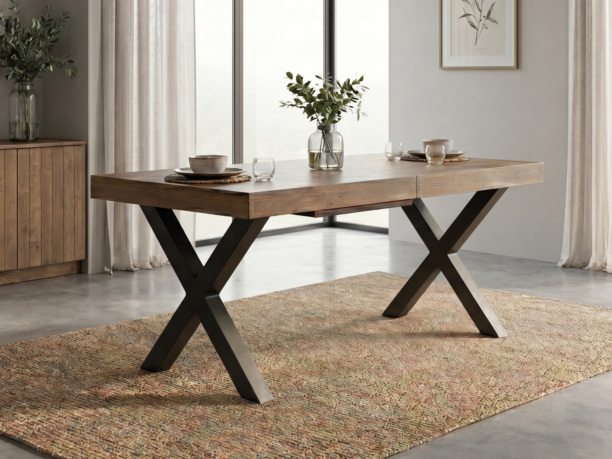Brooklyn Extendable Cross Leg Dining Table (180cm - 240cm)