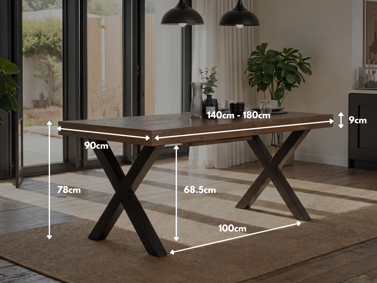 Brooklyn Extendable Cross Leg Dining Table (140cm - 180cm)