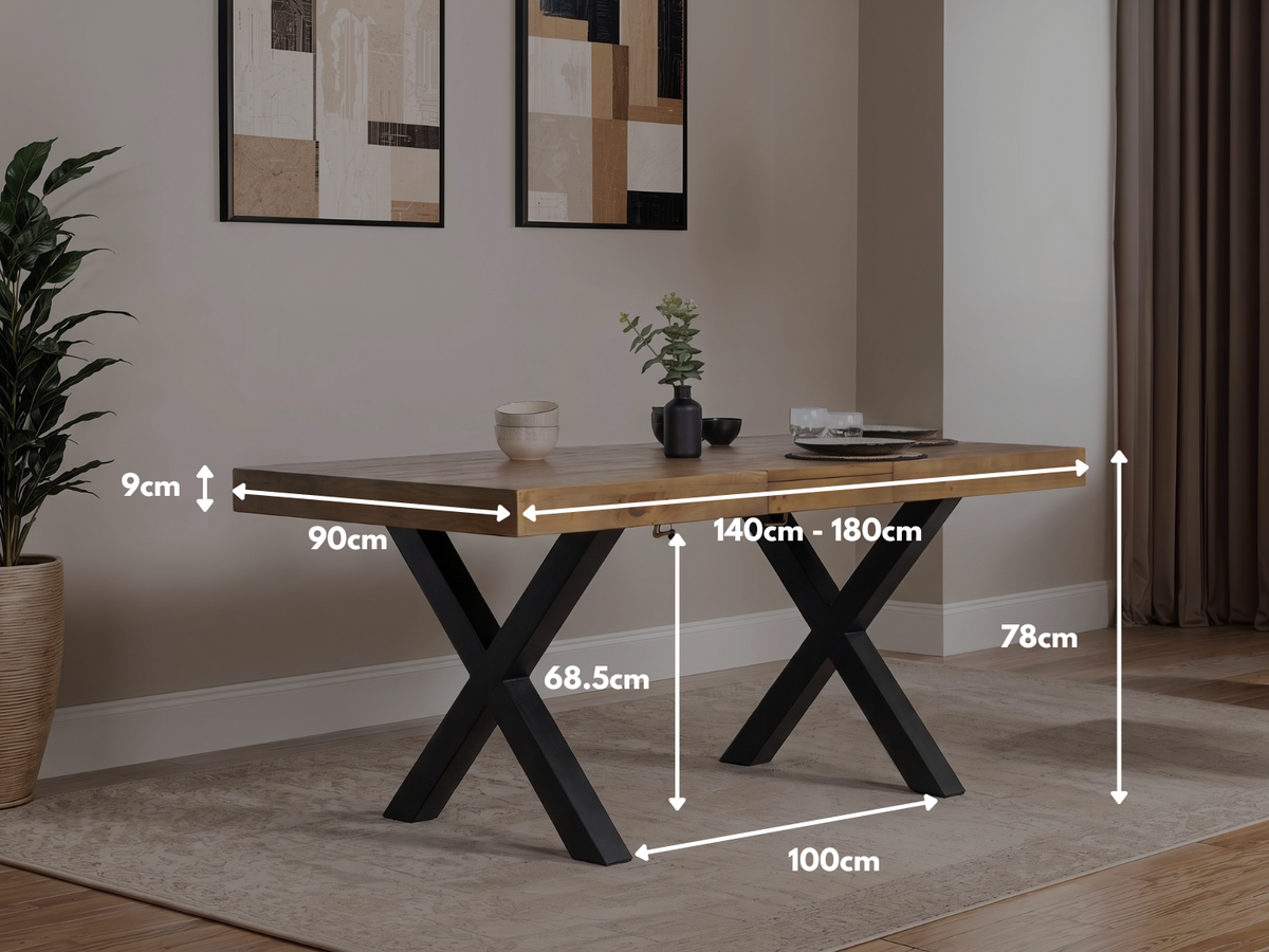 Brooklyn Light Extendable Cross Leg Dining Table (140cm - 180cm)