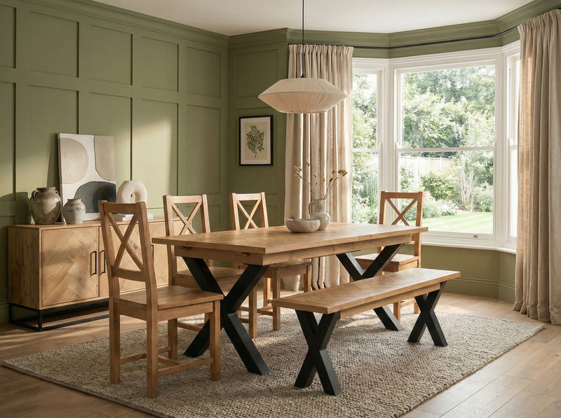 Tulsa Large Extendable Cross Leg Dining Table (180cm - 240cm)