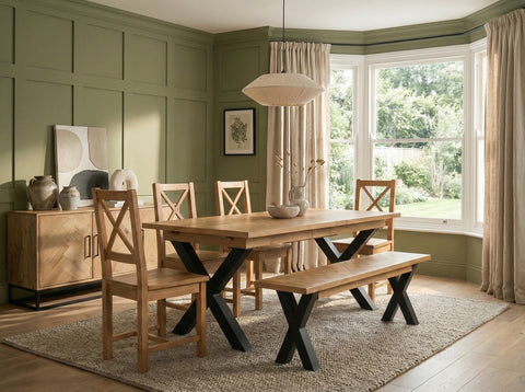 Tulsa Large Extendable Cross Leg Dining Table (180cm - 240cm)