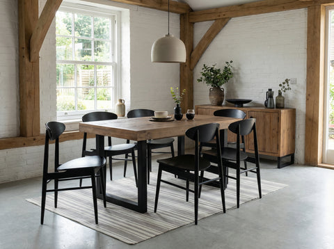 Brooklyn Extendable Dining Table (140cm - 180cm) & Black Gabo Dining Chairs