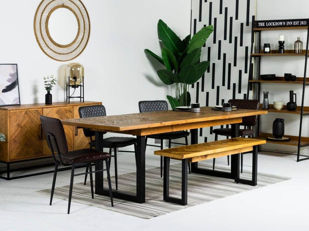 Tulsa Extendable Dining Table (180cm - 240cm) & Black Houston Dining Chairs