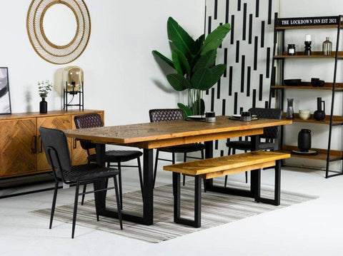 Tulsa Extendable Dining Table (180cm - 240cm) & Brown Houston Dining Chairs