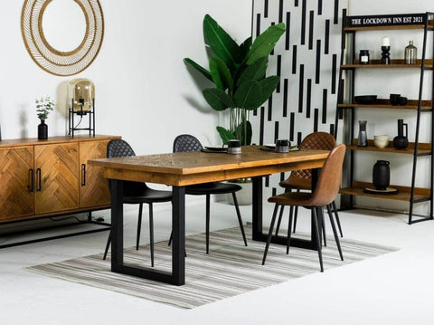 Tulsa Extendable Dining Table (140cm - 180cm) & Black Dallas Dining Chairs