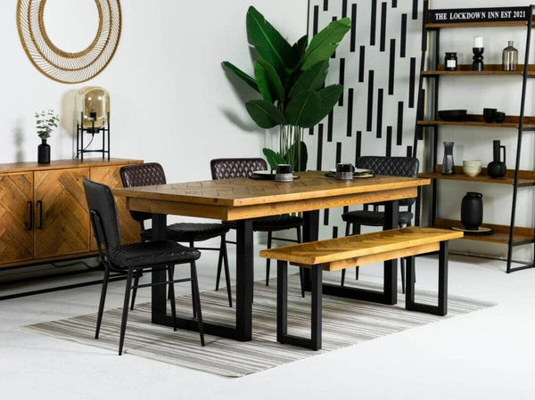 Tulsa Extendable Dining Table (180cm - 240cm) & Brown Houston Dining Chairs