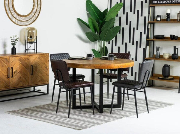 Tulsa Round Dining Table & Brown Houston Dining Chairs