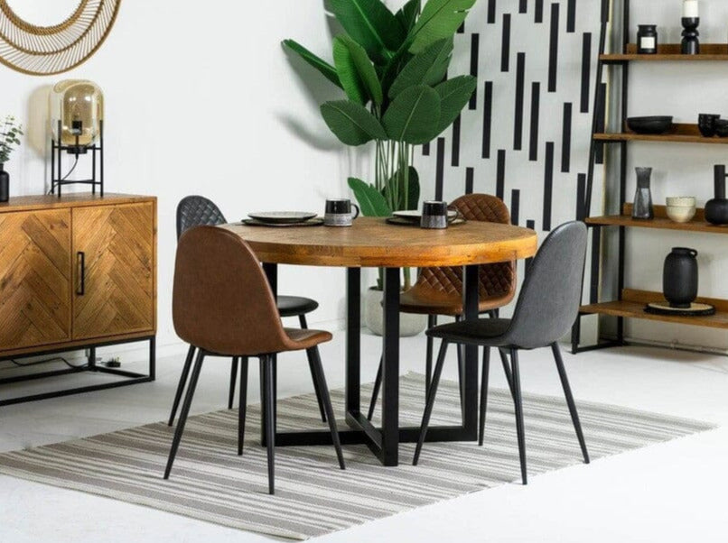 Tulsa Round Dining Table & Grey Dallas Dining Chairs