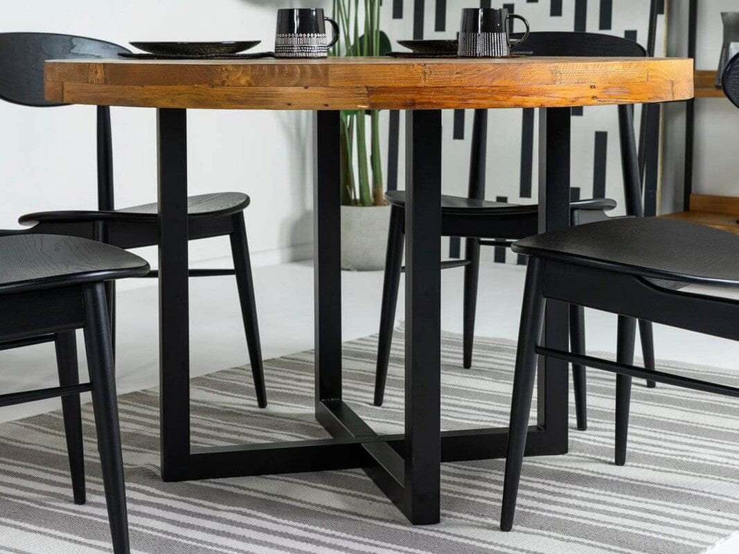 Tulsa Round Dining Table & Tan Sarah Dining Chairs