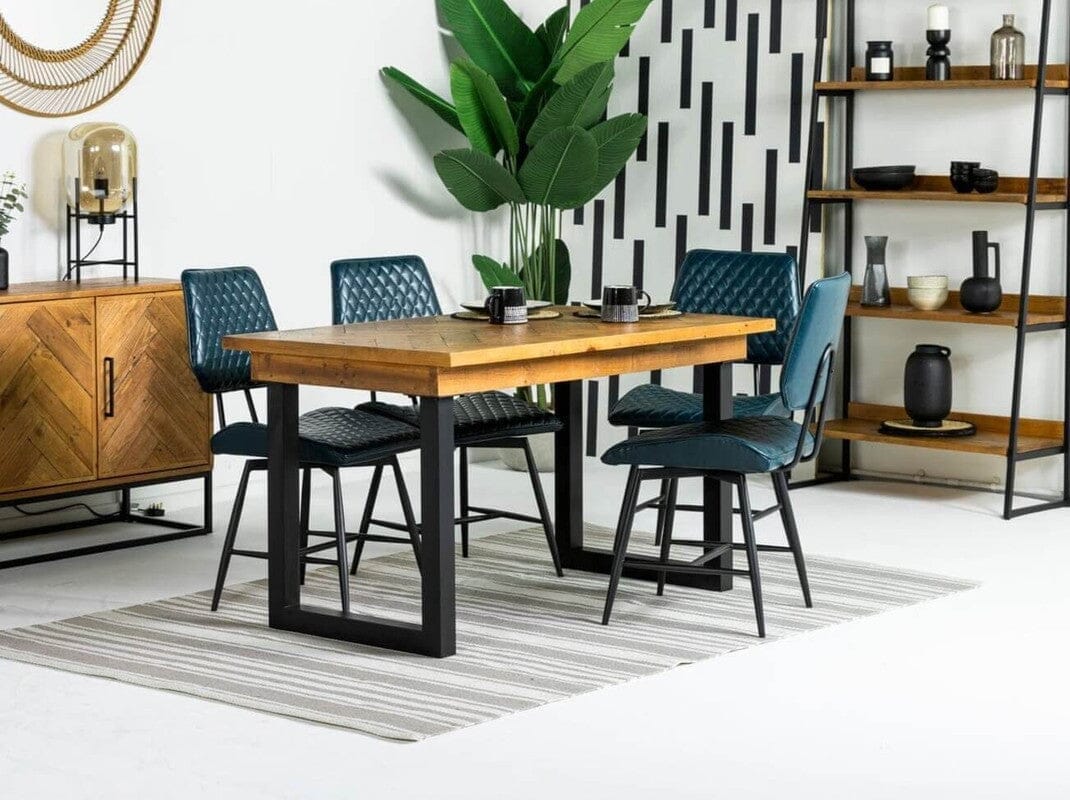 Tulsa Extendable Dining Table (140cm - 180cm) & Blue Lupin Dining Chairs