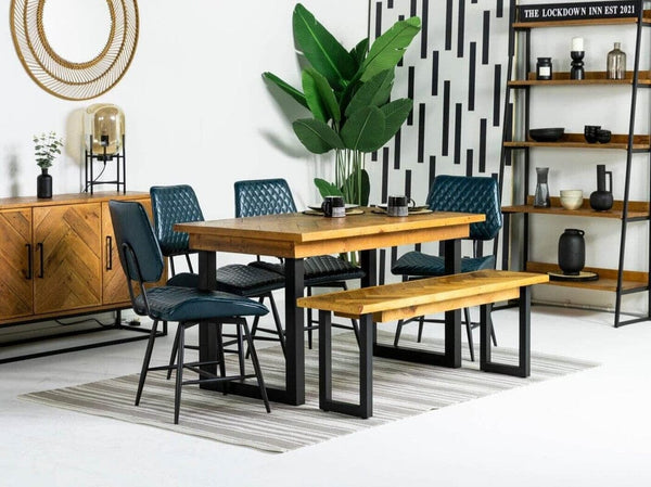 Tulsa Fixed Top Dining Table (135cm) & Blue Lupin Dining Chairs