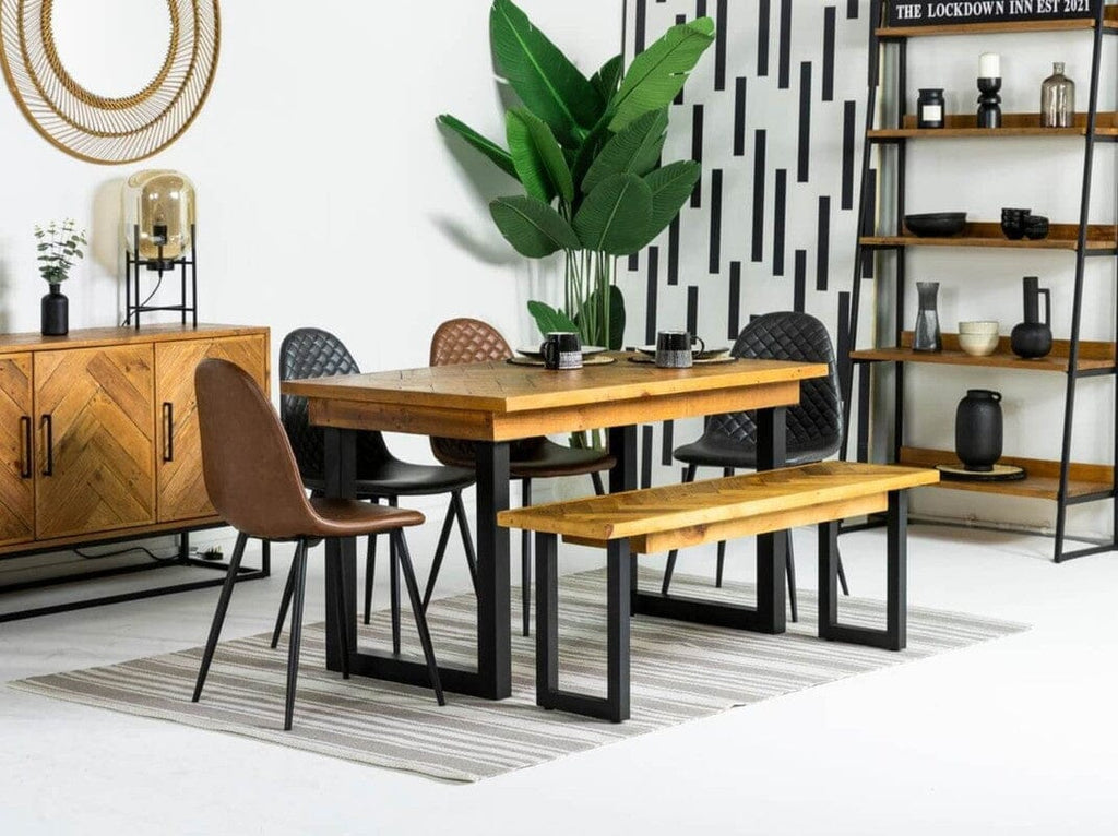 Tulsa Fixed Top Dining Table (135cm) & Black Dallas Dining Chairs