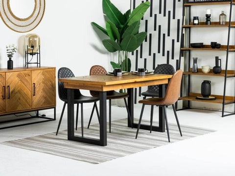Tulsa Fixed Top Dining Table (135cm) & Black Dallas Dining Chairs