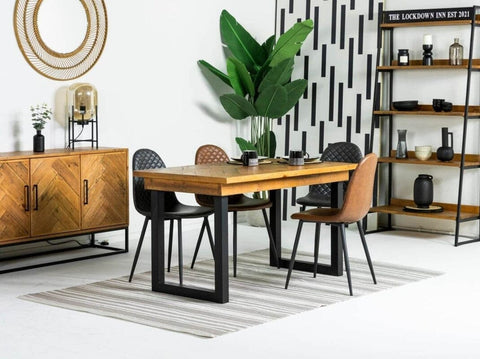 Tulsa Fixed Top Dining Table (180cm) & Black Dallas Dining Chairs