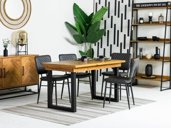 Tulsa Fixed Top Dining Table (135cm) & Black Houston Dining Chairs