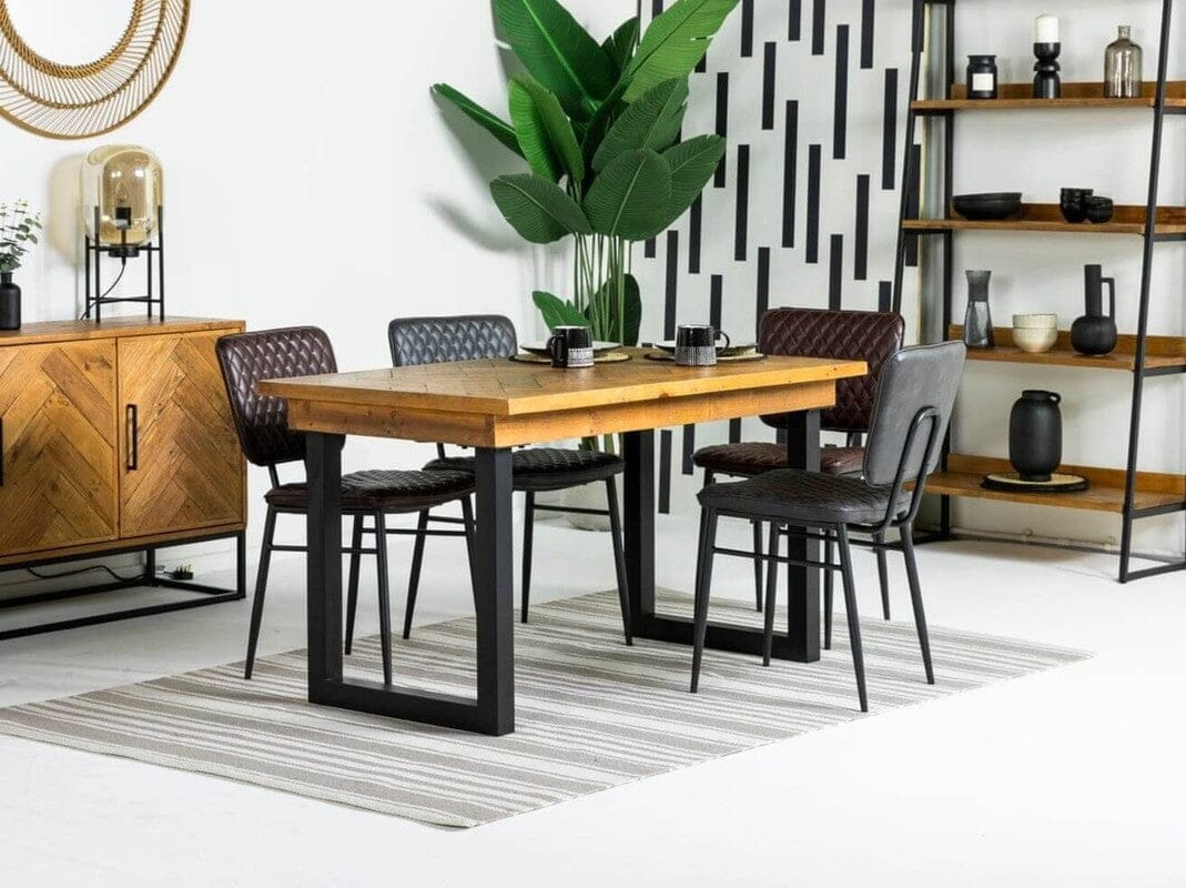 Tulsa Fixed Top Dining Table (135cm) & Brown Houston Dining Chairs