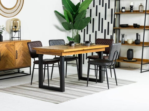 Tulsa Fixed Top Dining Table (180cm) & Black Houston Dining Chairs