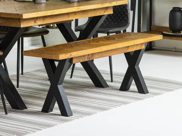 Tulsa Cross Leg Extendable Dining Table (140cm - 180cm) & Grey Houston Dining Chairs