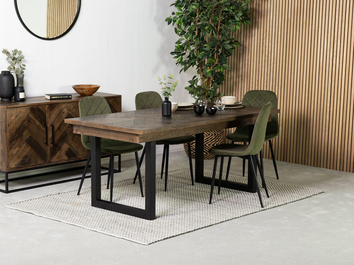 Tulsa Dark 180cm Fixed Top Dining Table & Alston Dining Chair
