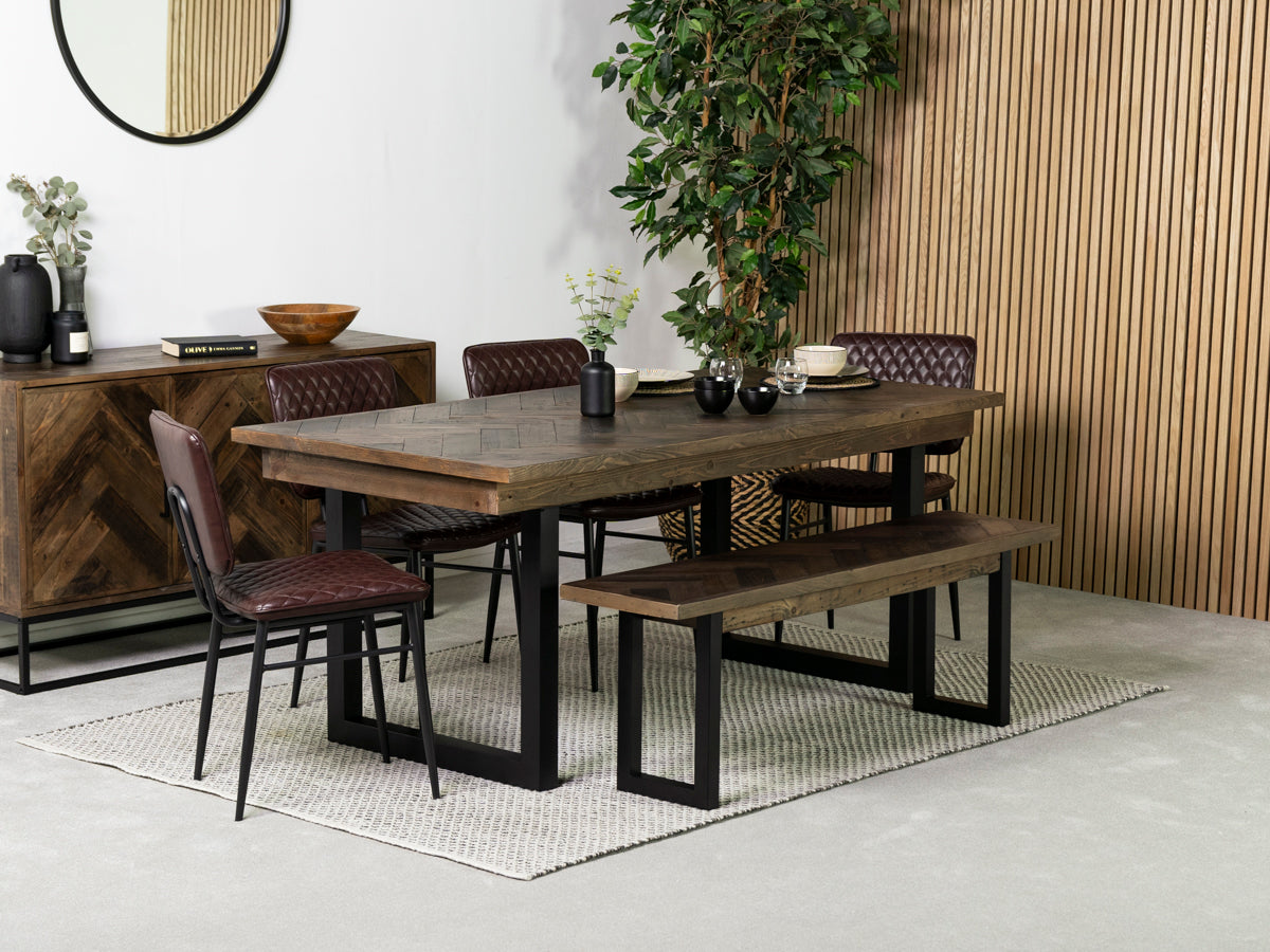 Tulsa Dark 180cm Fixed Top Dining Table & Houston Brown Chair