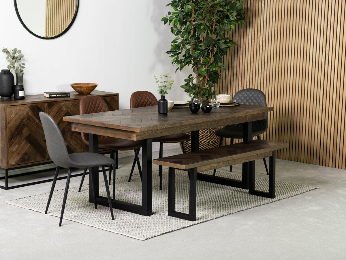 Tulsa Dark 180cm Fixed Top Dining Table & Dallas Grey Dining Chair