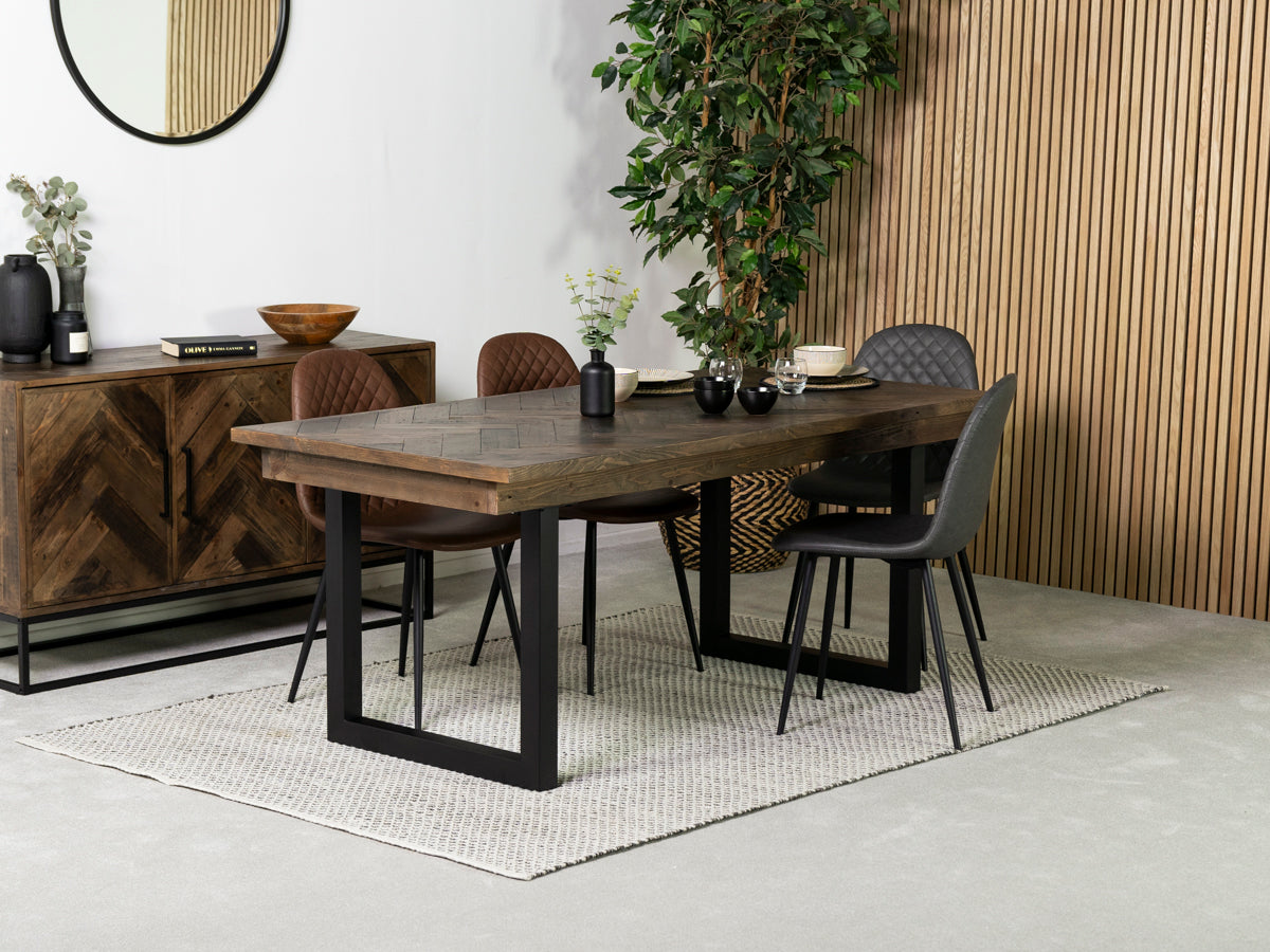 Tulsa Dark 180cm Fixed Top Dining Table & Dallas Grey Dining Chair