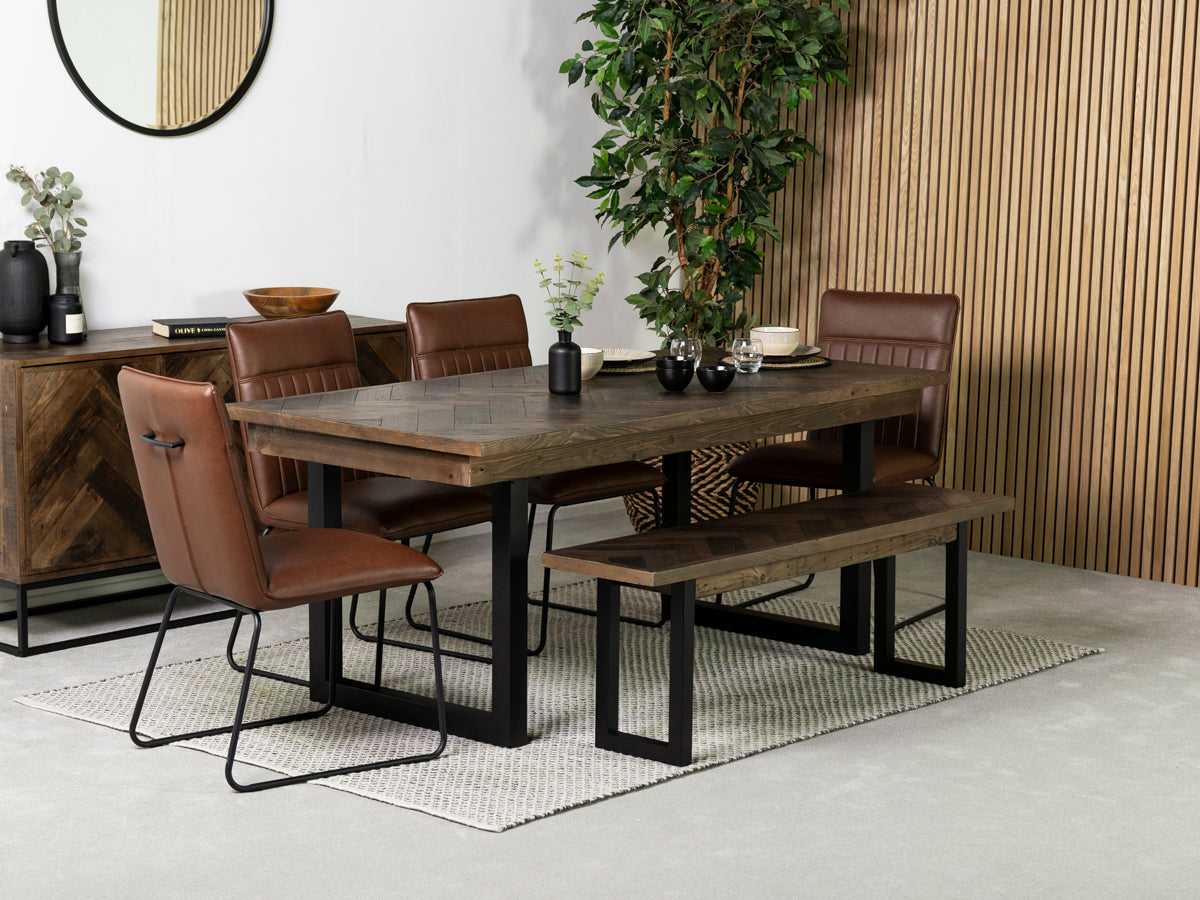 Tulsa Dark 180cm Fixed Top Dining Table & Grainger Brown Chair