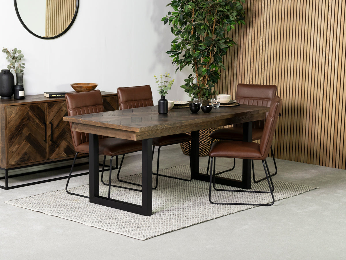 Tulsa Dark 180cm Fixed Top Dining Table & Grainger Brown Chair