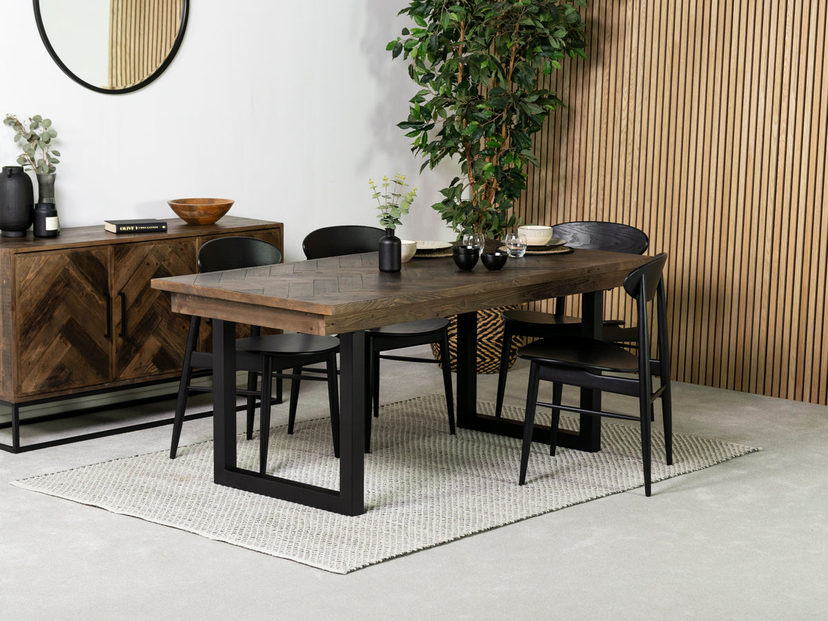 Tulsa Dark 180cm Fixed Top Dining Table & Gabo Black Dining Chair