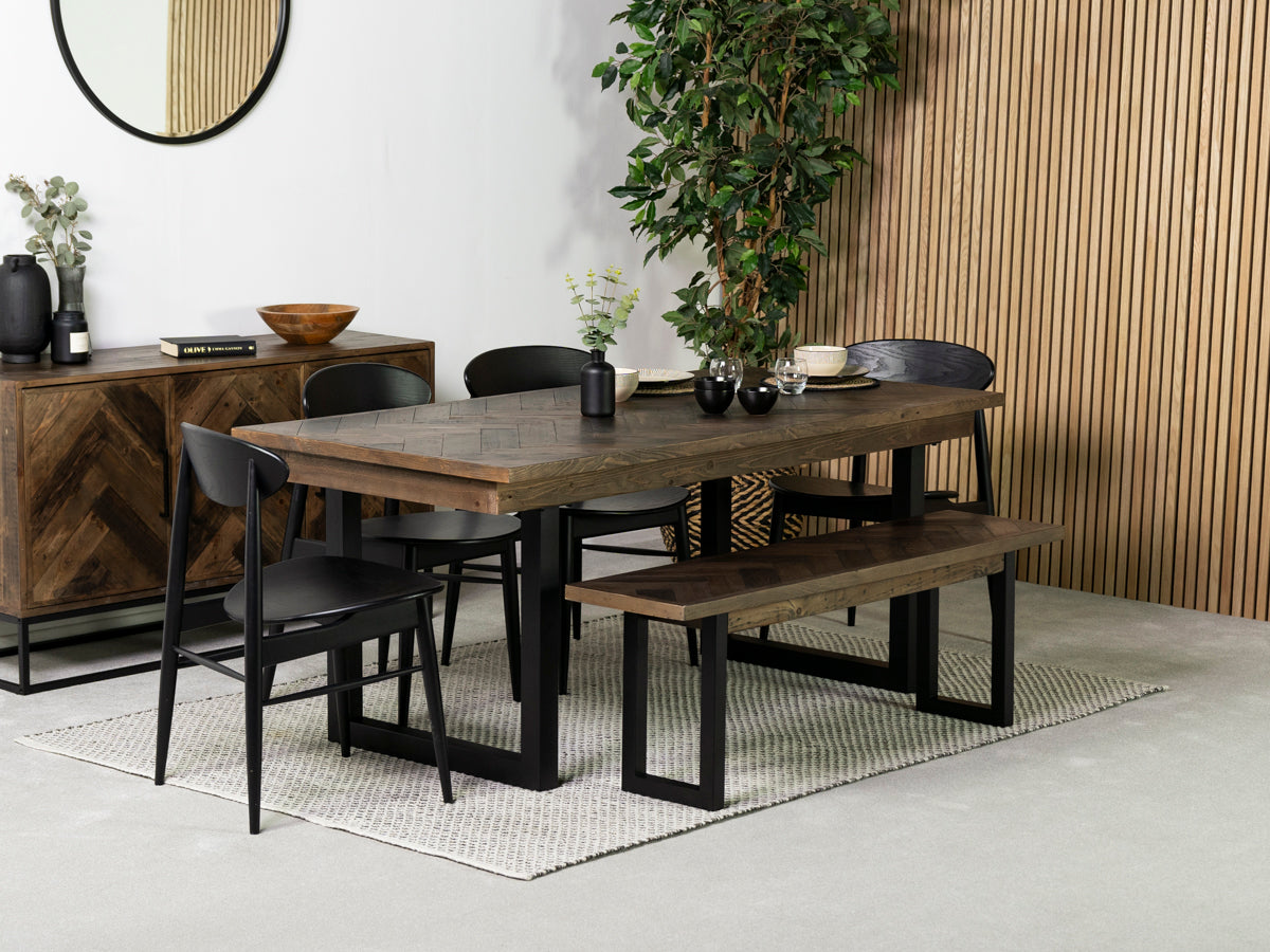 Tulsa Dark 180cm Fixed Top Dining Table & Gabo Black Dining Chair