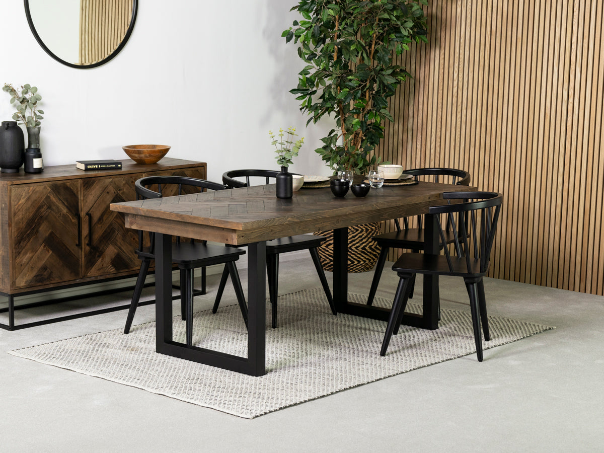 Tulsa Dark 180cm Fixed Top Dining Table & Bogart Black Dining Chair