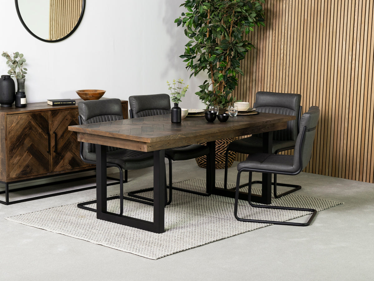 Tulsa Dark 180cm Fixed Top Dining Table & Auburn Grey Dining Chair